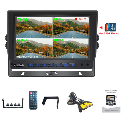 Горячая продажа 9 дюймов 1024*600 AHD Quad Display Автомобиль Грузовик Система видеонаблюдения С функцией записи