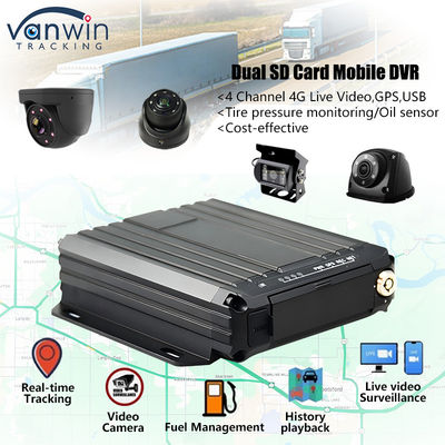 4CH 1080P Двойная SD-карта Мобильный DVR Поддержка Сенсор масла 4G Реальное время видеомониторинга GPS-трекер