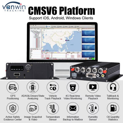 CMSV6 4CH Двойная SD-карта Мобильный DVR 4G GPS Реальное время мониторинга Видео наблюдения MDVR