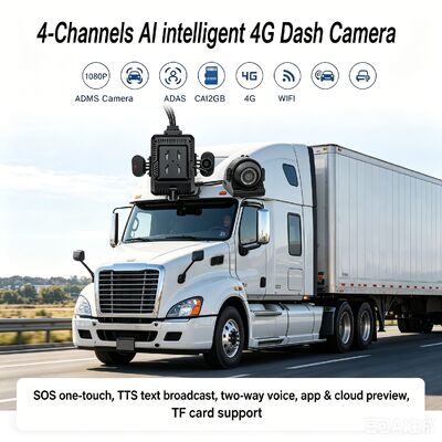 24V 4CH AI Dash Cam Kit Автомобильная камера безопасности DVR с боковой камерой DMS ADAS BSD для грузовика/автобуса