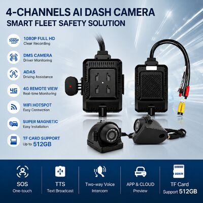 Передняя и задняя камеры 4CH ADAS DMS Авто видеорегистратор с 4G GPS WIFI магнитная камера для грузовика