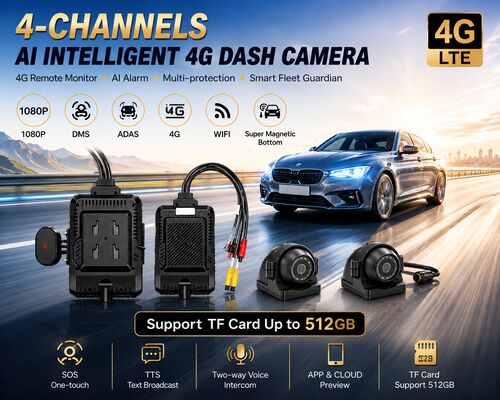 Передняя и задняя камеры 4CH ADAS DMS Авто видеорегистратор с 4G GPS WIFI магнитная камера для грузовика