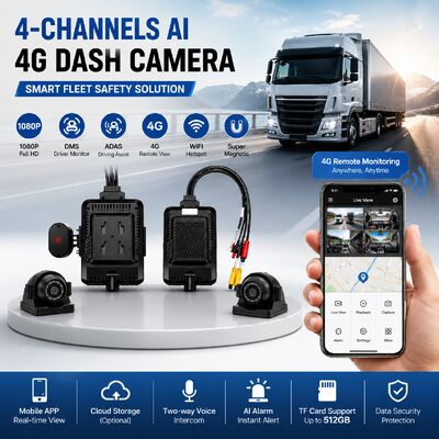 24V 4CH AI Dash Cam Kit Автомобильная камера безопасности DVR с боковой камерой DMS ADAS BSD для грузовика/автобуса