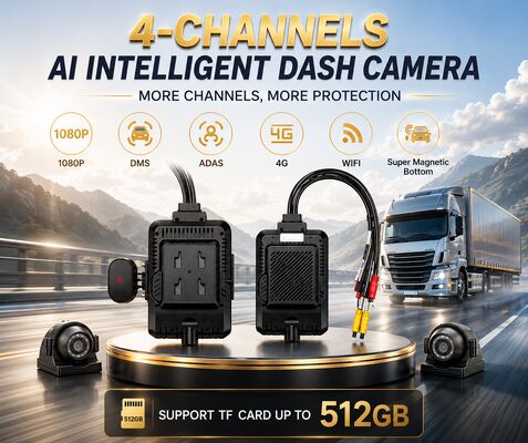 24V 4CH AI Dash Cam Kit Автомобильная камера безопасности DVR с боковой камерой DMS ADAS BSD для грузовика/автобуса