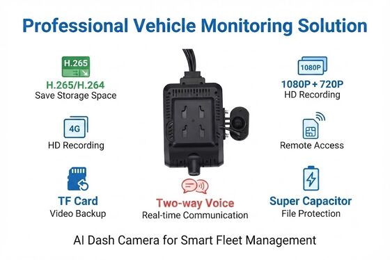 4-канальная ИИ Интеллектуальная камера 4G Dash, ADAS + DMS + BSD Active Safety,1080P+720P Запись для такси