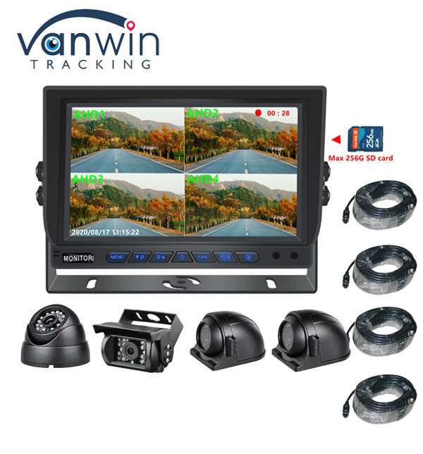 Горячая продажа 9 дюймов 1024*600 AHD Quad Display Автомобиль Грузовик Система видеонаблюдения С функцией записи