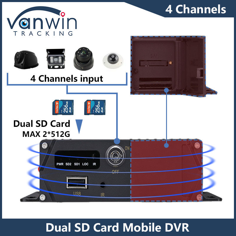 4CH HD Автомобильные камеры Двойная SD-карта Мобильный DVR 4G GPS 1080P MDVR H.265 Видеорегистратор