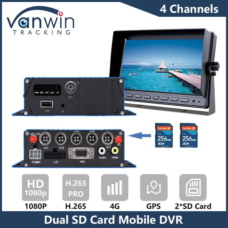 4G GPS Dual SD Card Мобильный DVR 1080P 4CH CCTV Камера Регистратор безопасности Мобильный DVR отслеживания