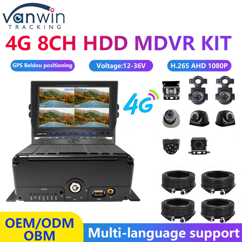 H.265 8CH HDD 1080P Мобильная система DVR с комплектом 4G MDVR GPS WIFI для управления флотом
