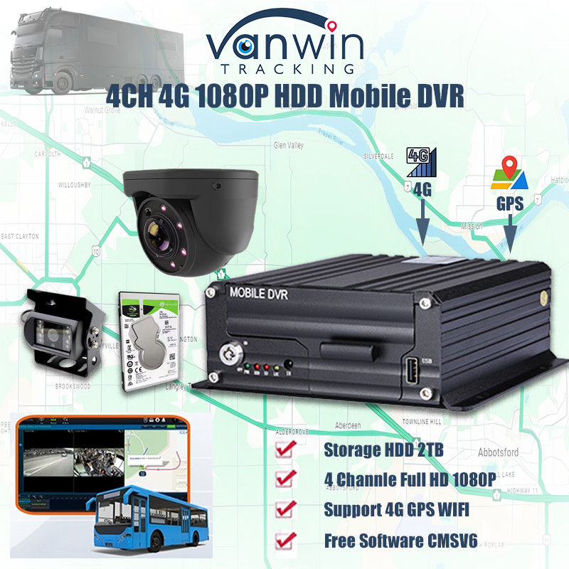 H.265 4CH 1080P HDD Mobile DVR Vehicle CCTV Video Recorder Kit Камера системы MDVR