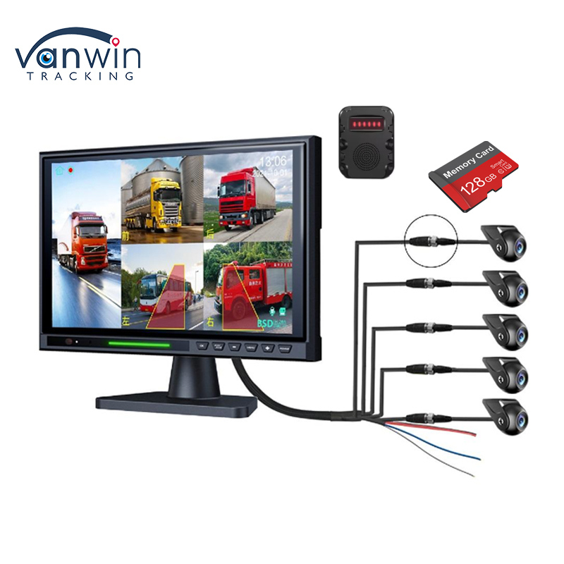 10.1 дюймовый IPS сенсорный экран 5CH Split DVR Rear View Monitor, AHD 1080P BSD Reverse Parking Camera Kit для грузовиков и автобусов RV