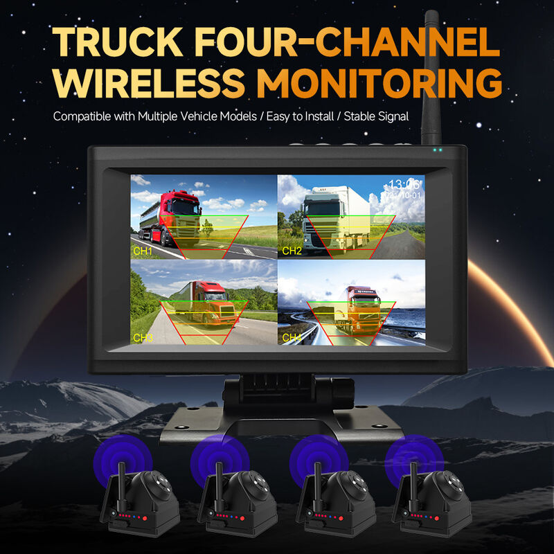4CH 720P беспроводная панельная камера для грузовиков, RVs и автобусов 7" IPS BSD сигнализация, магнитная установка, перезаряжаемая, подключаемая к сети, расширяемая 1-4CH