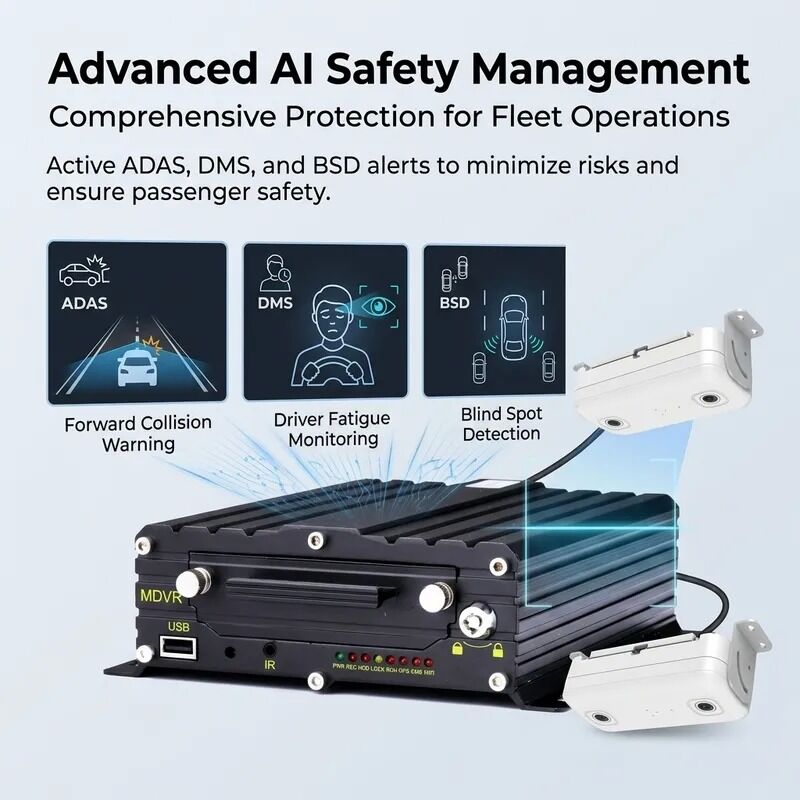 AI Видеорегистратор для подсчета пассажиров с DMS, ADAS, BSD и 4G WiFi, точность 98% для управления автопарком